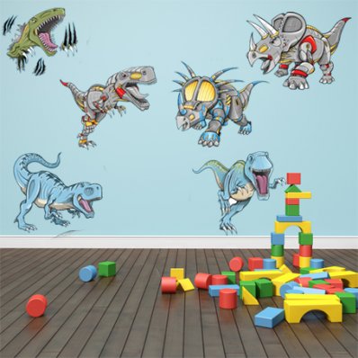 Kit Adesivo Murale bambini 6 dinosauri