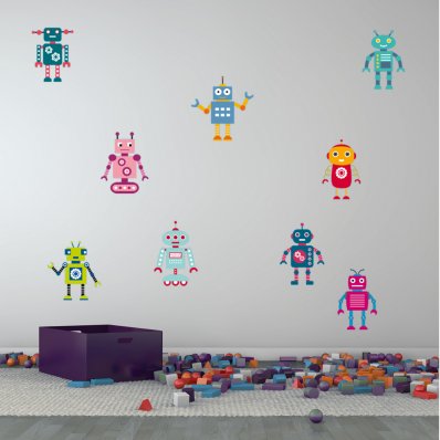 Kit Adesivo Murale bambini 9 robot