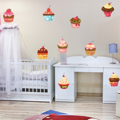 Kit Autocolante decorativo 9 Cupcake