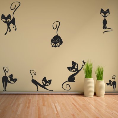 Kit Autocolante decorativo  9 gatos