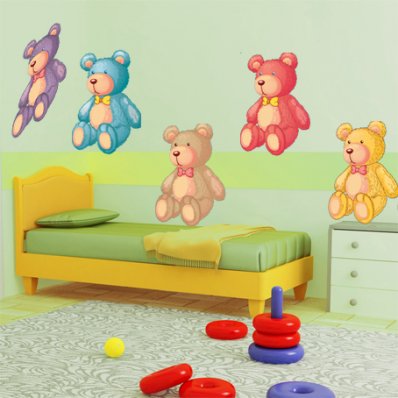 Kit Autocolante decorativo infantil 5 Ursinho