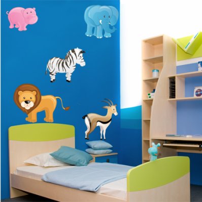 Kit Autocolante decorativo infantil 6 Animais