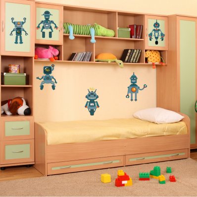 Kit Autocolante decorativo infantil 6 robôs