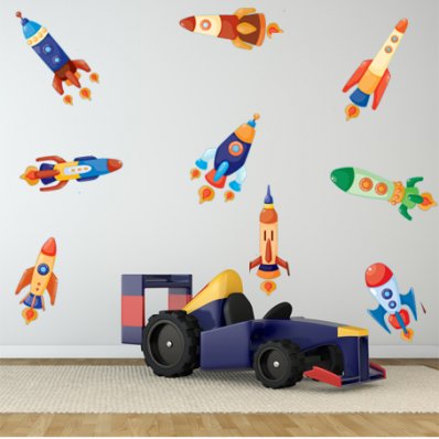Kit Autocolante decorativo infantil 9 rockets
