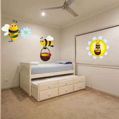 Autocollant Stickers enfant kit 3 abeilles