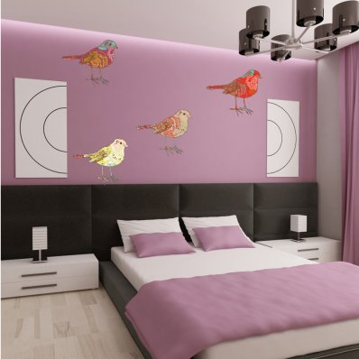 Autocollant Stickers enfant kit 4 oiseaux