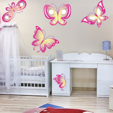 Autocollant Stickers enfant kit 5 papillons