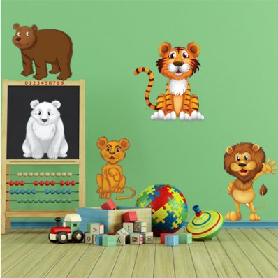 Autocollant Stickers enfant kit 6 animaux