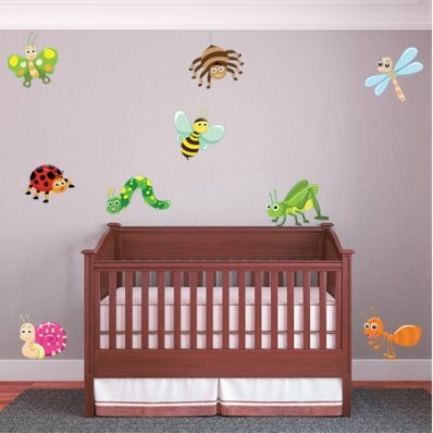 Autocollant Stickers enfant kit 9 insectes