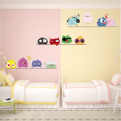 Autocollant Stickers enfant kit 12 oiseaux