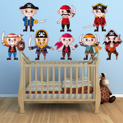 Autocollant Stickers enfant kit 8 pirates