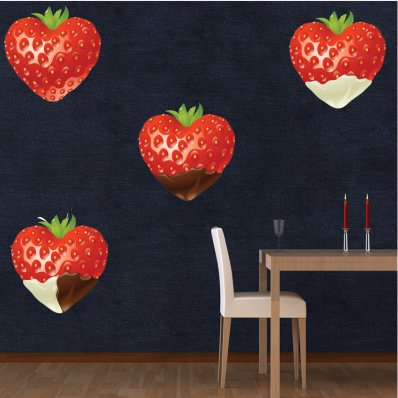 Kit Vinilo decorativo 4 fresas con chocolate