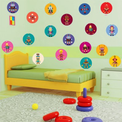 Kit Vinilo decorativo infantil 25 robots