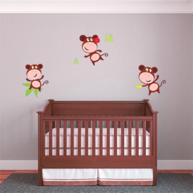 Kit Vinilo decorativo infantil 3 monos