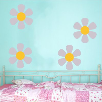 Kit Vinilo decorativo infantil 4 flores