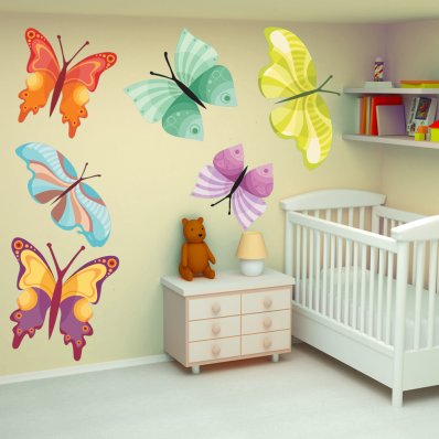 Kit Vinilo decorativo infantil 9 mariposas