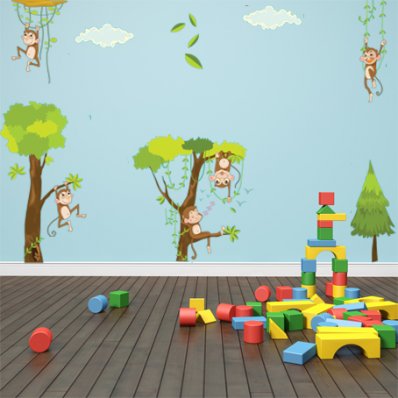 Kit Vinilo decorativo infantil monos