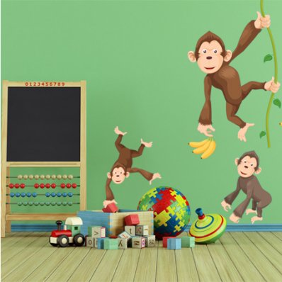 Kit Vinilo decorativo infantil monos