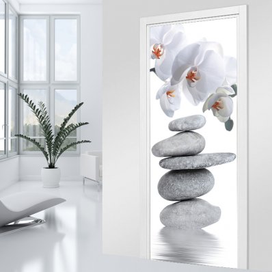 Orchid and Pebble Door Stickers