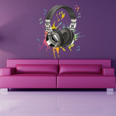 Sticker Casca Audio Note Multicolore