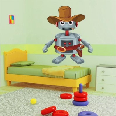 Sticker Pentru Copii Robot Cowboy