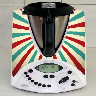 Sticker Thermomix TM 31 cu Dungi Turcoaz si Rosii