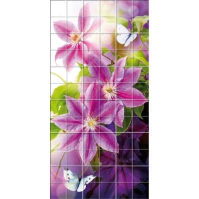 Stickers carrelage fleurs papillons