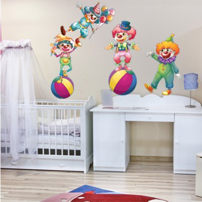 Autocollant Stickers enfant kit 5 clowns