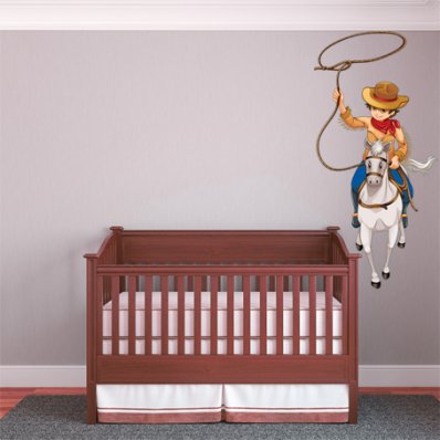 Autocollant Stickers enfant lasso cowboy