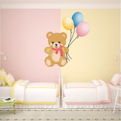 Autocollant Stickers enfant ourson ballons