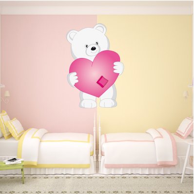 Autocollant Stickers enfant nounours blanc