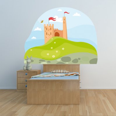 Autocollant Stickers enfant paysage château