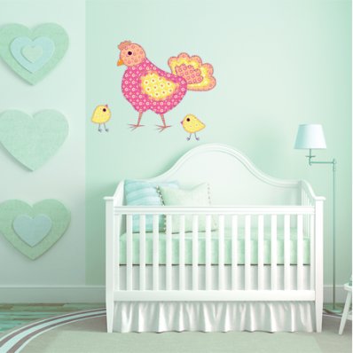 Autocollant Stickers enfant poule et poussin