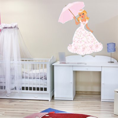 Autocollant Stickers enfant princesse ombrelle