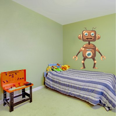 Autocollant Stickers enfant robot cuivre