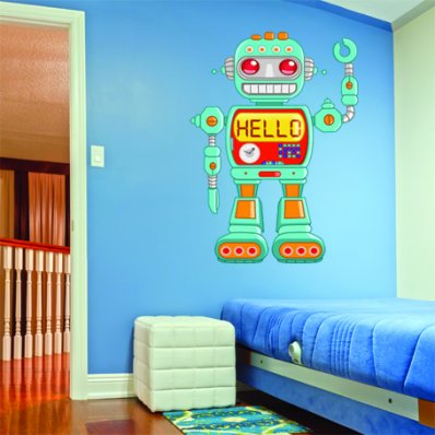 Autocollant Stickers enfant robot hello