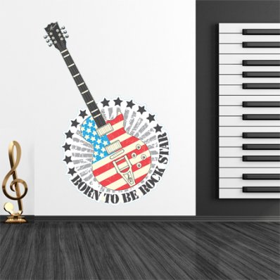 Autocollant Stickers ado guitare rock star