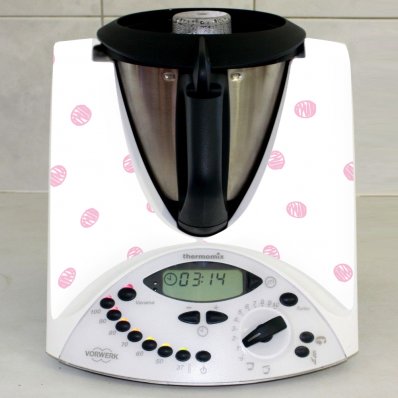 Stickers Thermomix TM31 Blanc à pois rose 