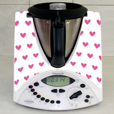 Stickers Thermomix TM31  Pluie de coeur rose 