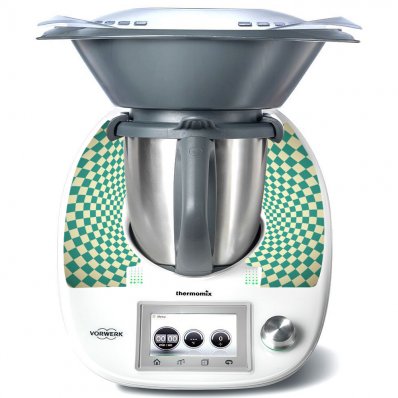 Stickers Thermomix TM5 Damier turquoise