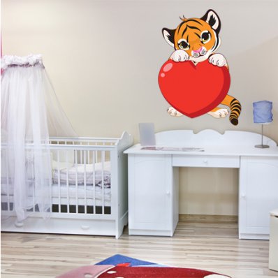 Autocollant Stickers tigre coeur