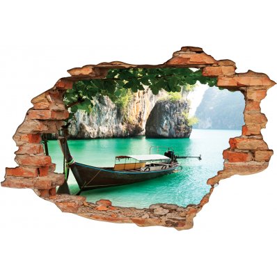 Stickers Trompe l'oeil 3D Bateau