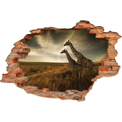 Stickers Trompe l'oeil 3D girafe