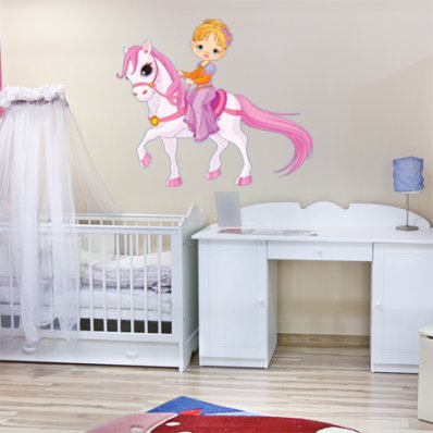 Wandsticker Pony mit kleinem Mädchen