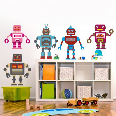 Wandsticker Roboter Set