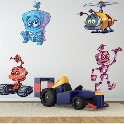 Wandsticker Roboter Set