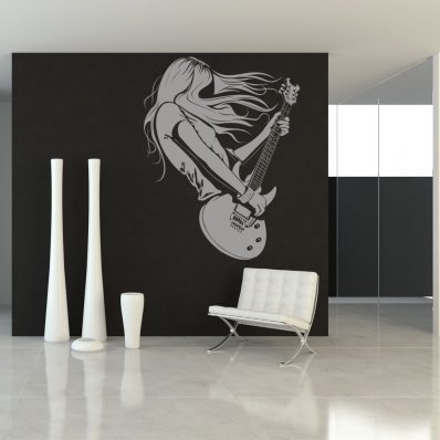 Woman Guitarist Wall Stickers