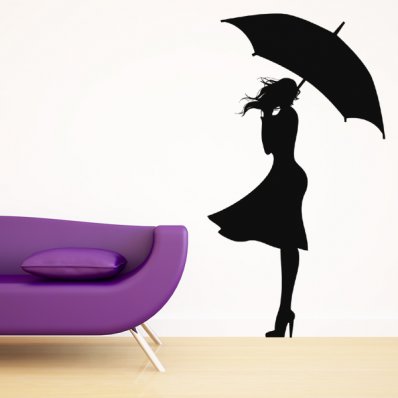 Woman Umbrella Wall Stickers