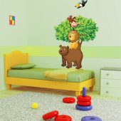 Adesivo Murale bambino albero animali