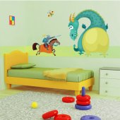 Adesivo Murale bambino drago e cavaliere